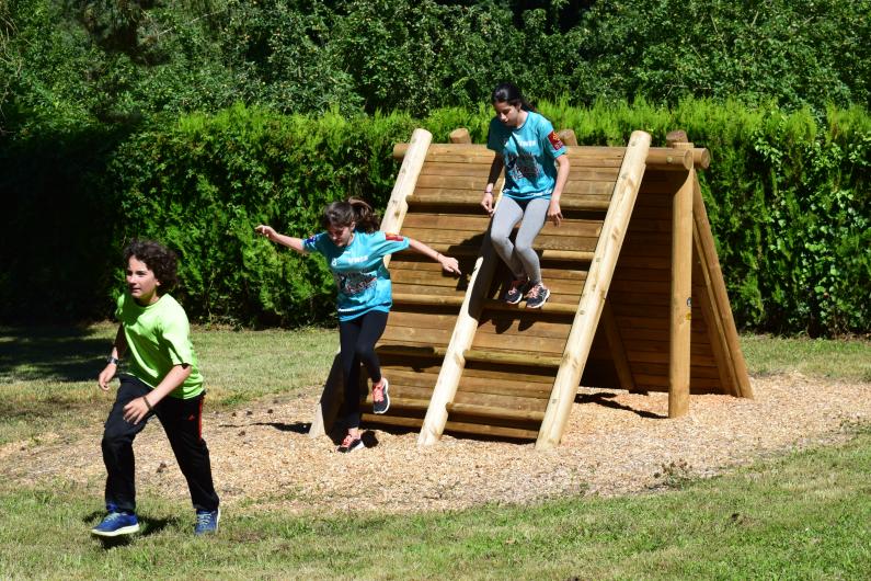Jeunes Bacots sur l'espalier du parcours de santé