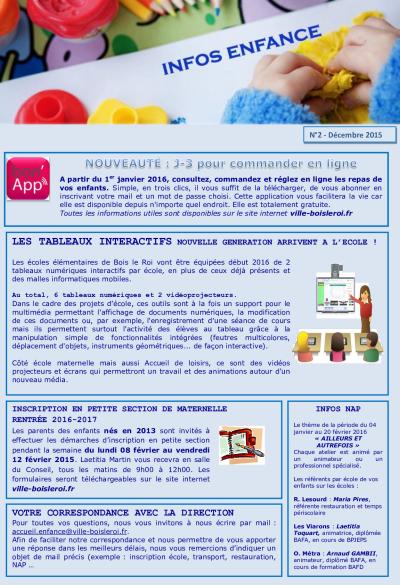 Lettre d'information Enfance n°2